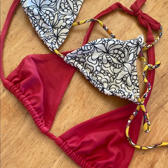 Opa Locka Other - 2 Bikini Tops - M size Red and Patterned
